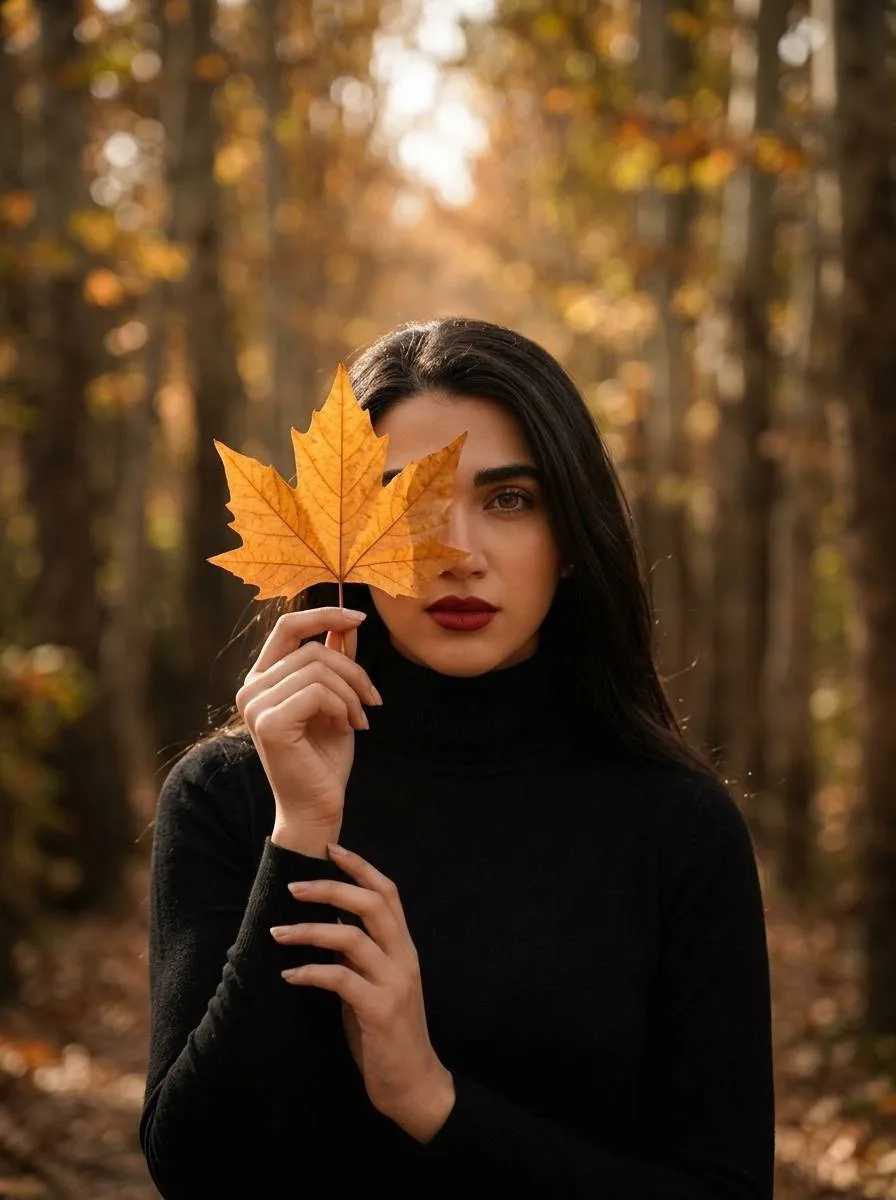 خروجی نمونهٔ پرامپت پرتره پاییزی دخترانه  🍂